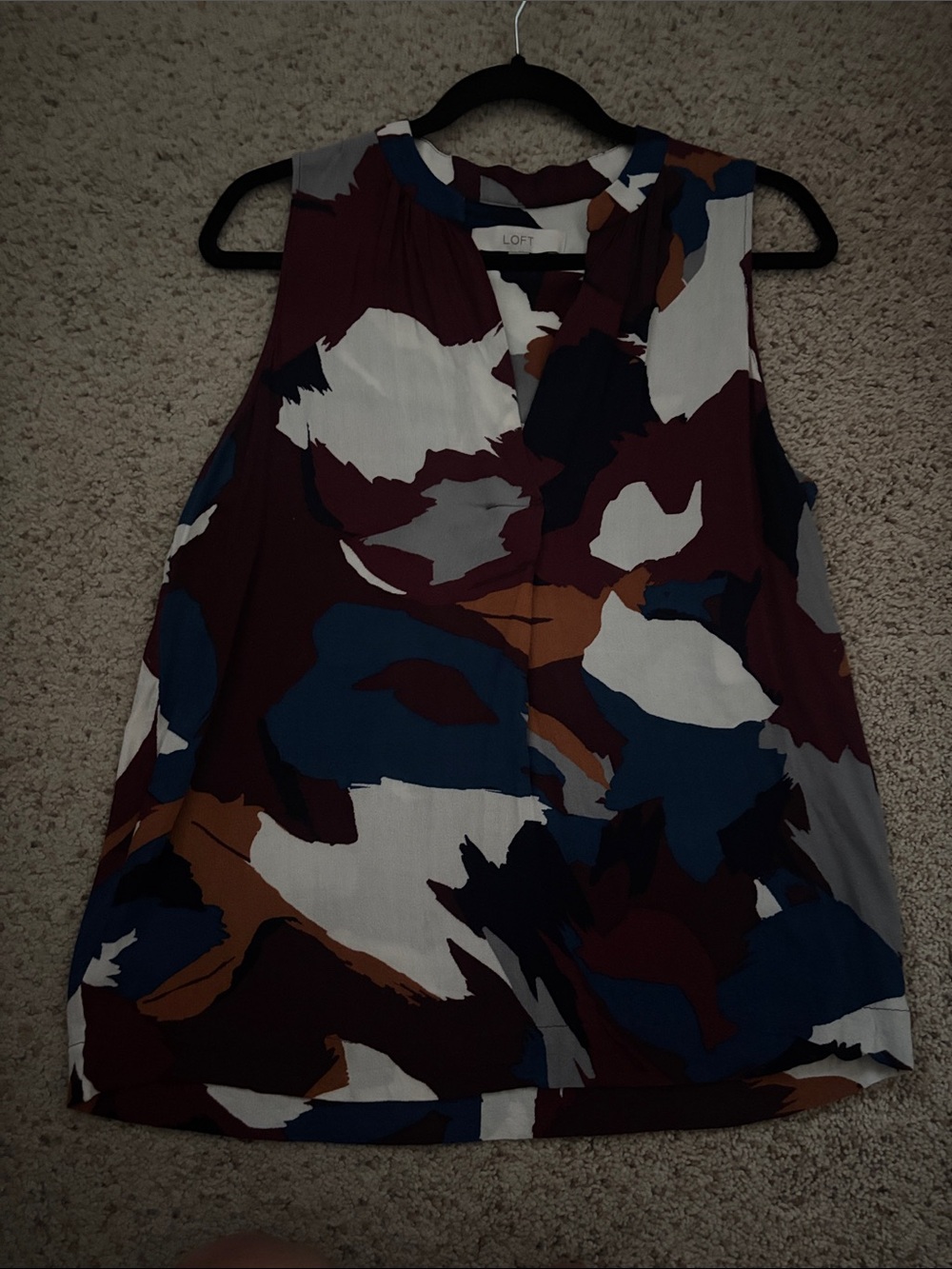 LOFT Sleeveless Abstract Print Camisole in Burgundy, Navy, White